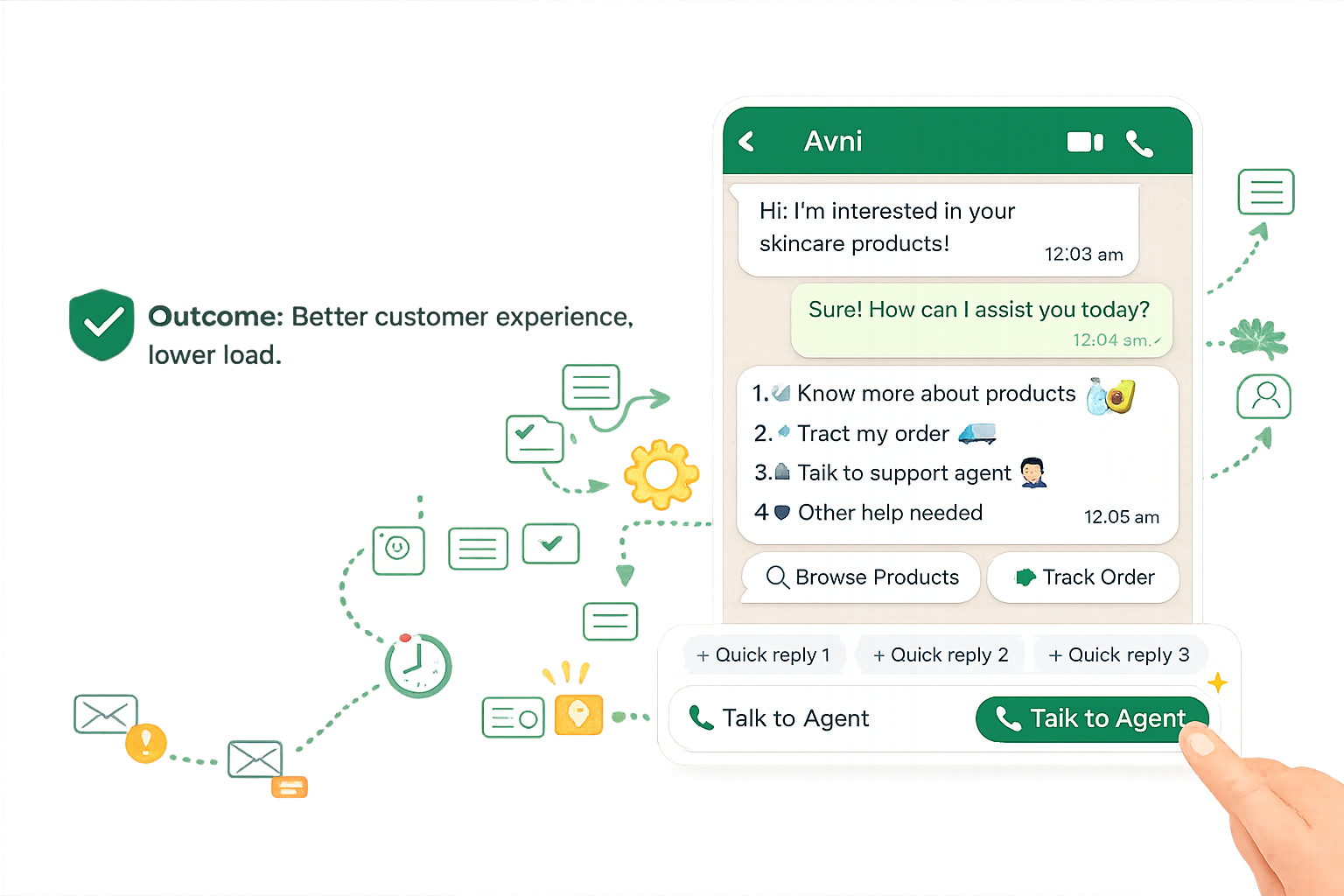 Automotive service booking and status update flow in WhatsApp